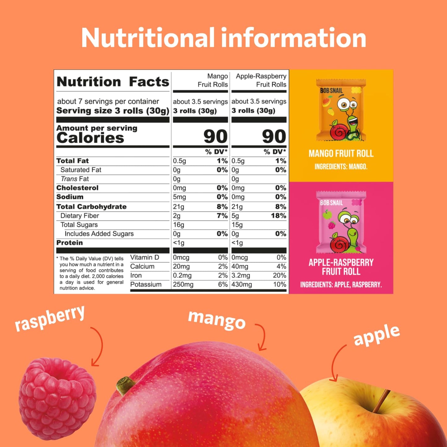 Mango & Raspberry Fruit Rolls Variety Pack — 20 rolls