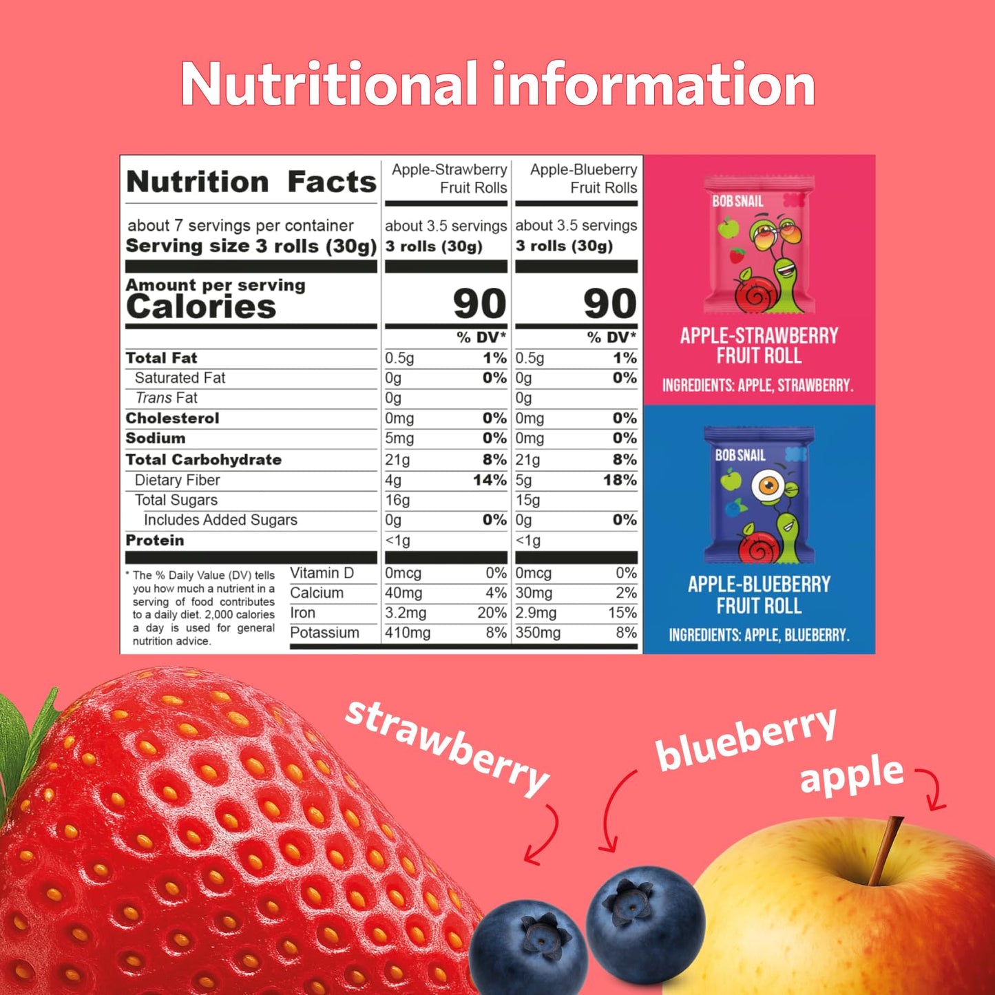 Strawberry & Blueberry Fruit Rolls Variety Pack — 20 rolls