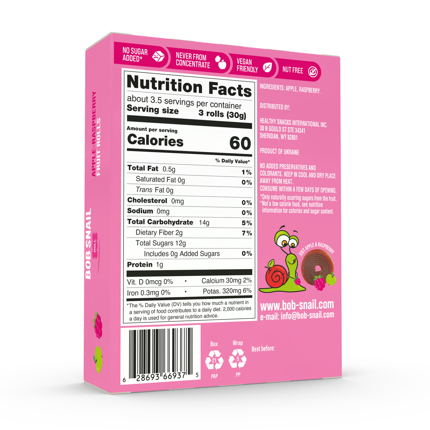 Apple & Raspberry Fruit Rolls — 10 pack