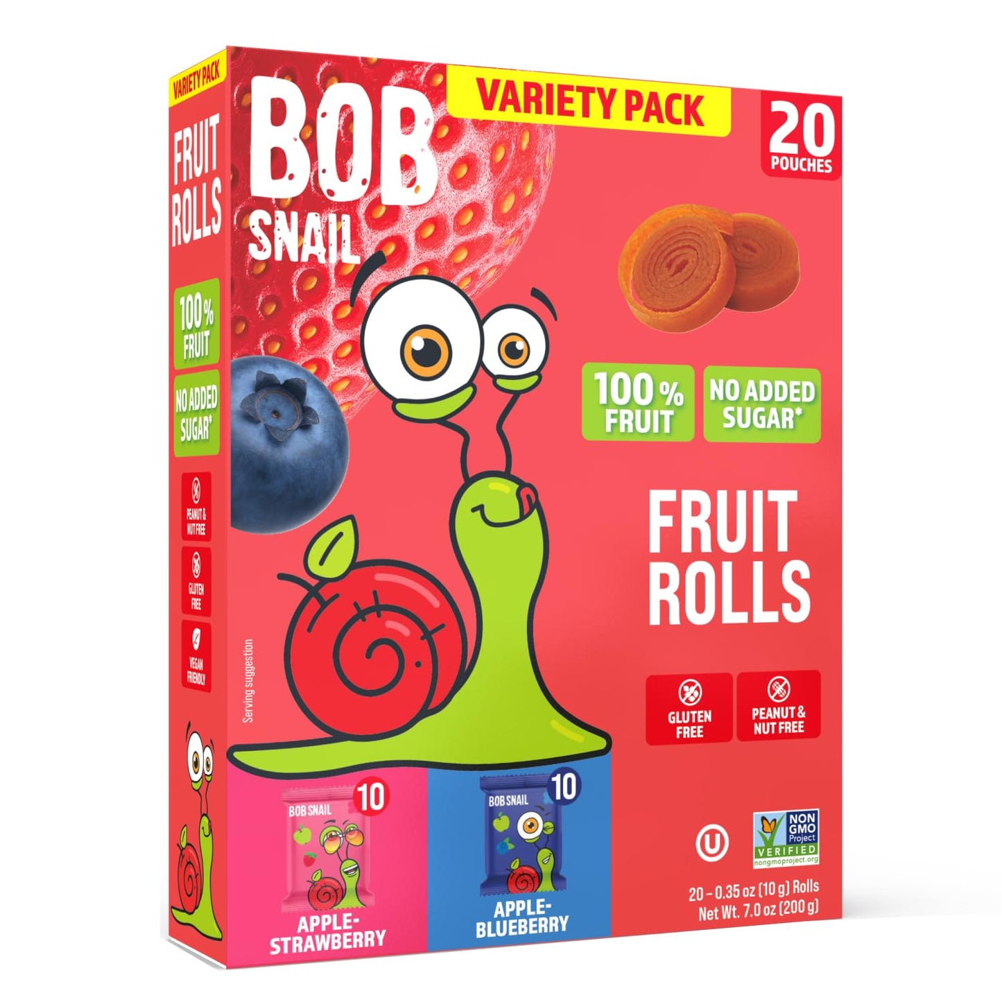 Strawberry & Blueberry Fruit Rolls Variety Pack — 20 rolls